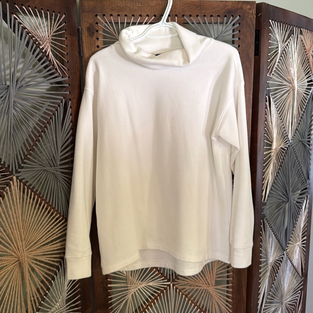 Lands end white waffle sweater